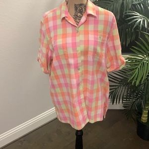 Button up short sleeve shirt, multicolored